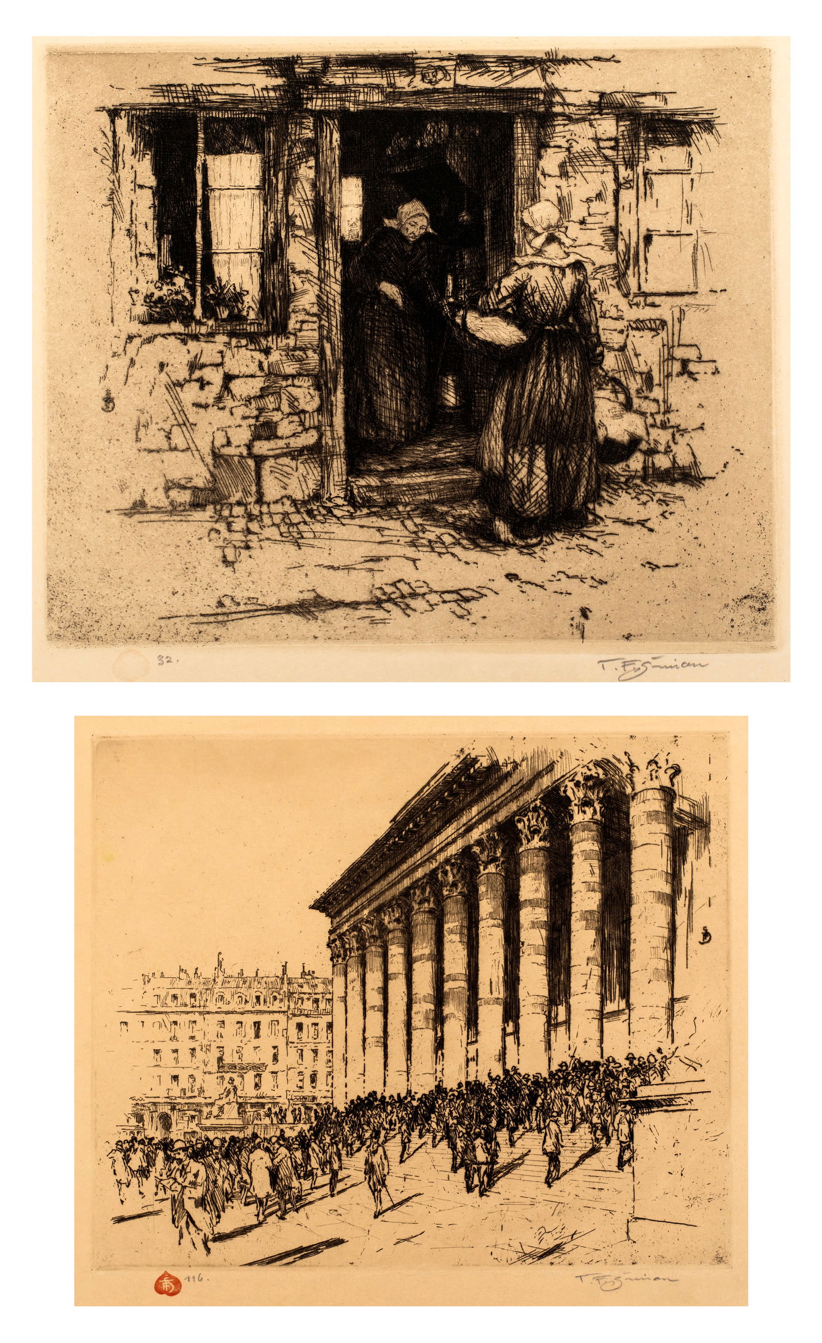 Tavik F. Simon (1877-1942) Two Original Etchings, 1912 (1 of 13)