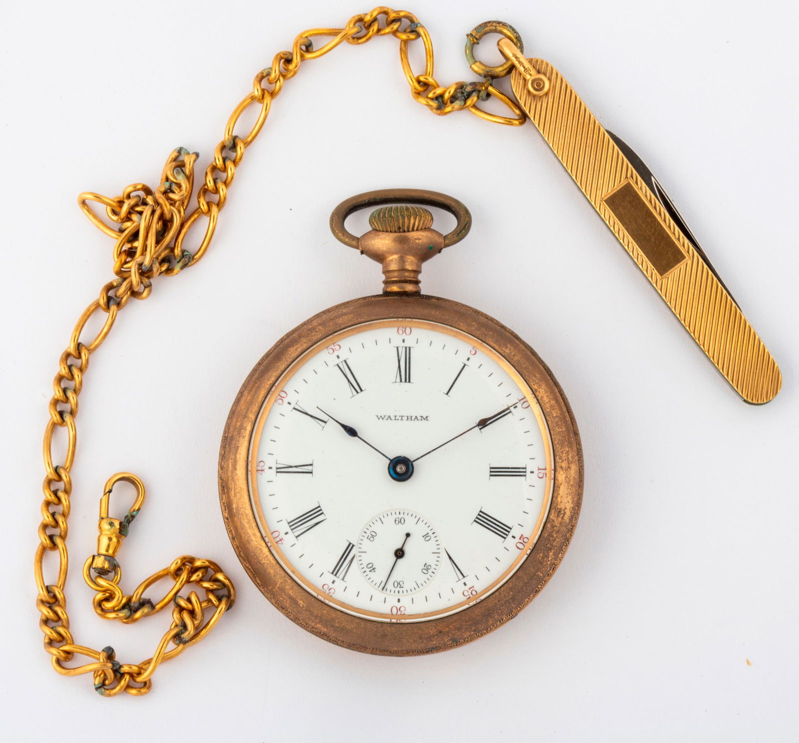 1908 Waltham Pocket Watch, along with a 14K Gold and Steel Pocketknife (1 of 20)