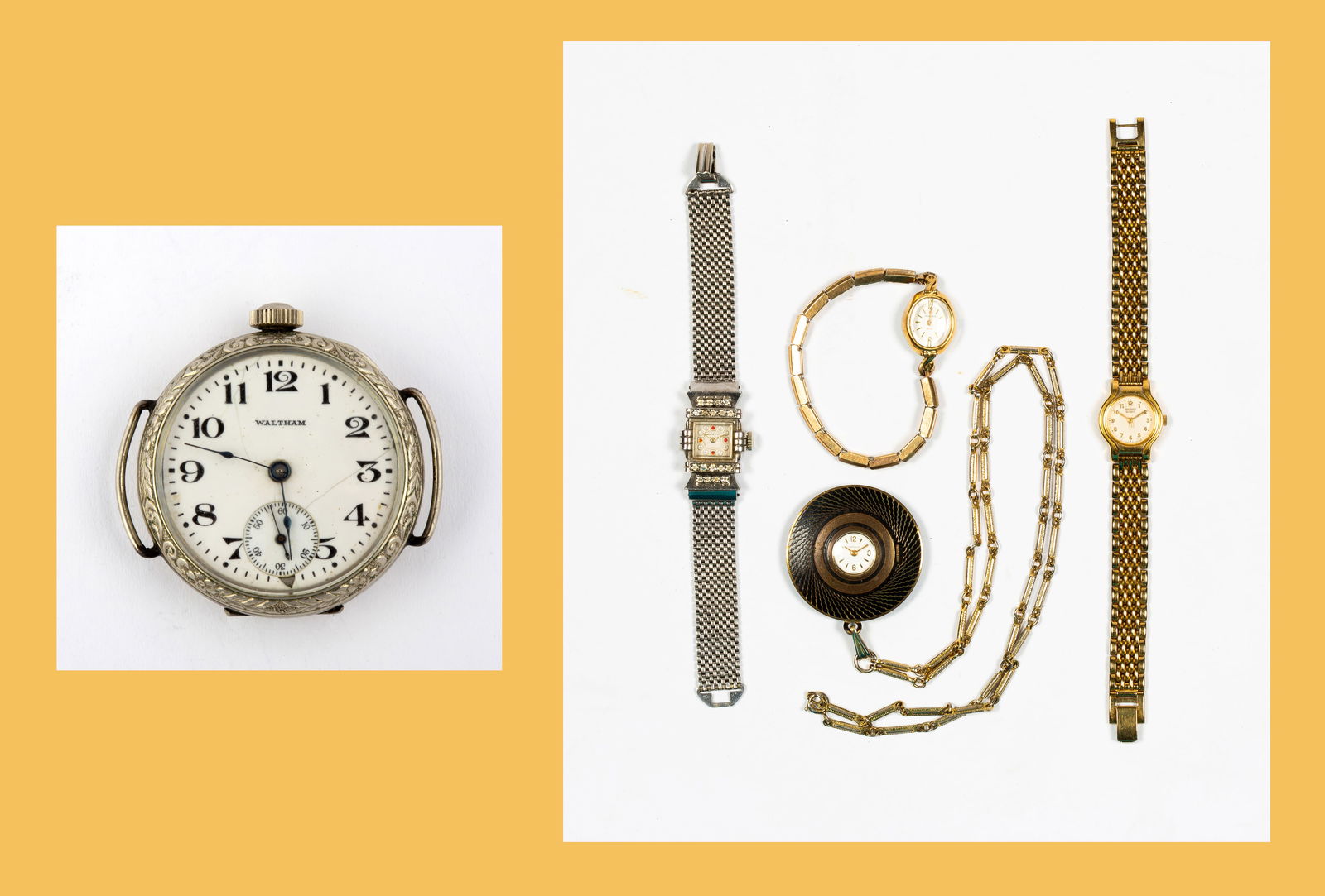 Antique American Waltham Model 1900 Grade No. 315 Pocket Watch, along with four vintage ladies (1 of 20)