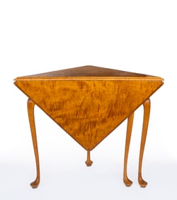 A Tiger Maple Queen Anne Handkerchief Table by Mark T. Emirzian, Wilbraham, MA