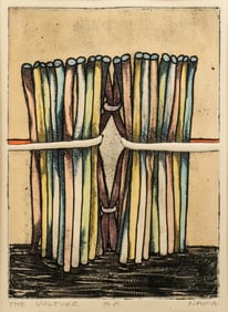 George Nama (b.1939) The Vulture, Embossed Hand Colored Intaglio, Artist's Proof, 1978