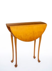 A Tiger Maple Queen Anne Style Drop Leaf Table by Mark T. Emirzian, Wilbraham, MA