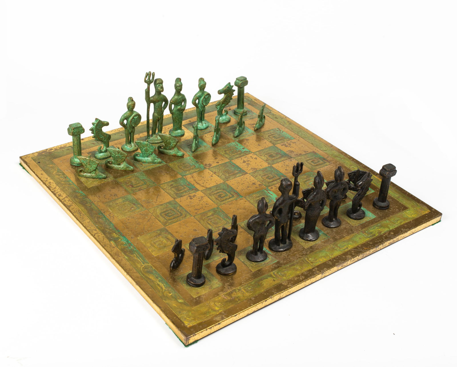 Mid Century Italian Brutalist Patinated Bronze Chess Set (1 of 20)