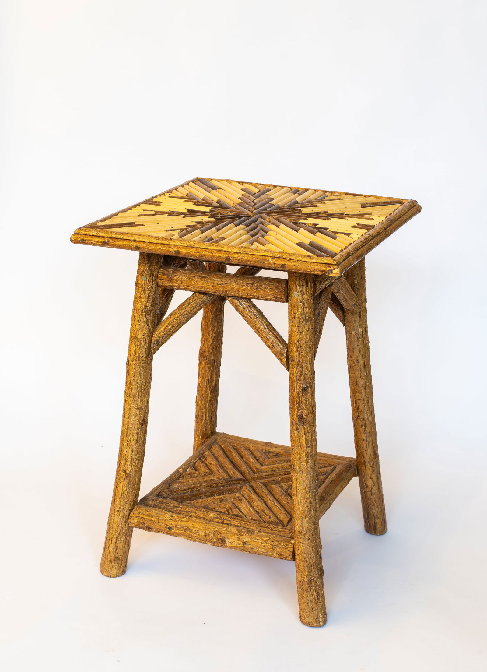 A Michael Hutton Adirondack Mosaic Twig Side Table (1 of 9)