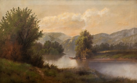 Hamilton Hamilton (1847-1928) River View with Cows, 1890