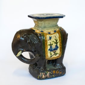 A Vintage Chinese Ceramic Elephant Garden Stool