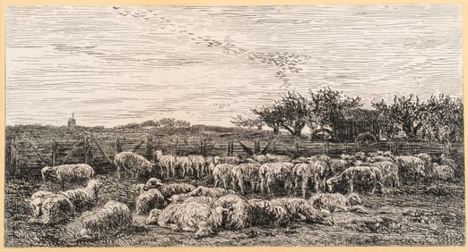 Charles F. Daubigny (1817-1878) The Large Sheepfold