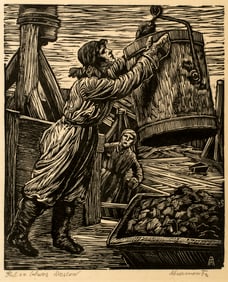 Albert Abramovitz (1879-1963) Girl working on Subway Construction, Moscow, c.1935