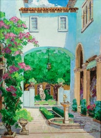 Ronni Pastorini (1915 - 2011) Palm Beach Courtyard