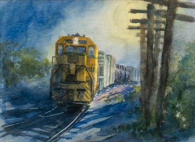 Naima Rauam (b.1946) Freight Train, Watercolor, 1990