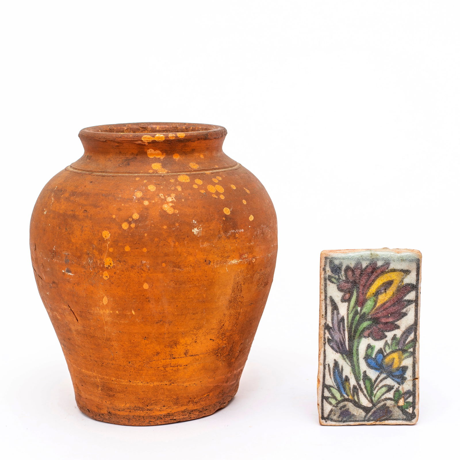 Antique Persian Tile and Terra Cotta Vessel (1 of 7)