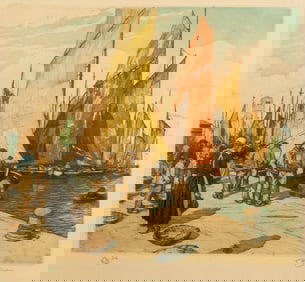 Tavik F. Simon (1877-1942) Fishermen in Concarneau, Brittany, 1912