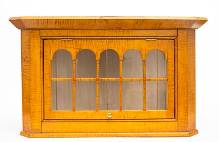 A Small Tiger Maple Corner Wall Cabinet