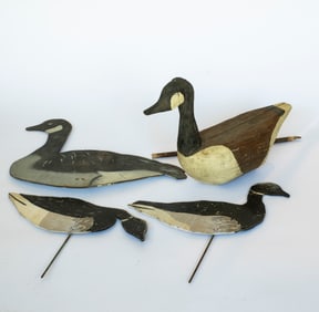 Four Folk Art Painted Geese