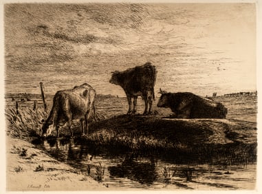 James Foxcroft Cole (1837-1892) Cattle Watering