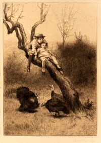 Alfred Walter Bayes (1831-1909) Wild Turkeys and Children, 1886