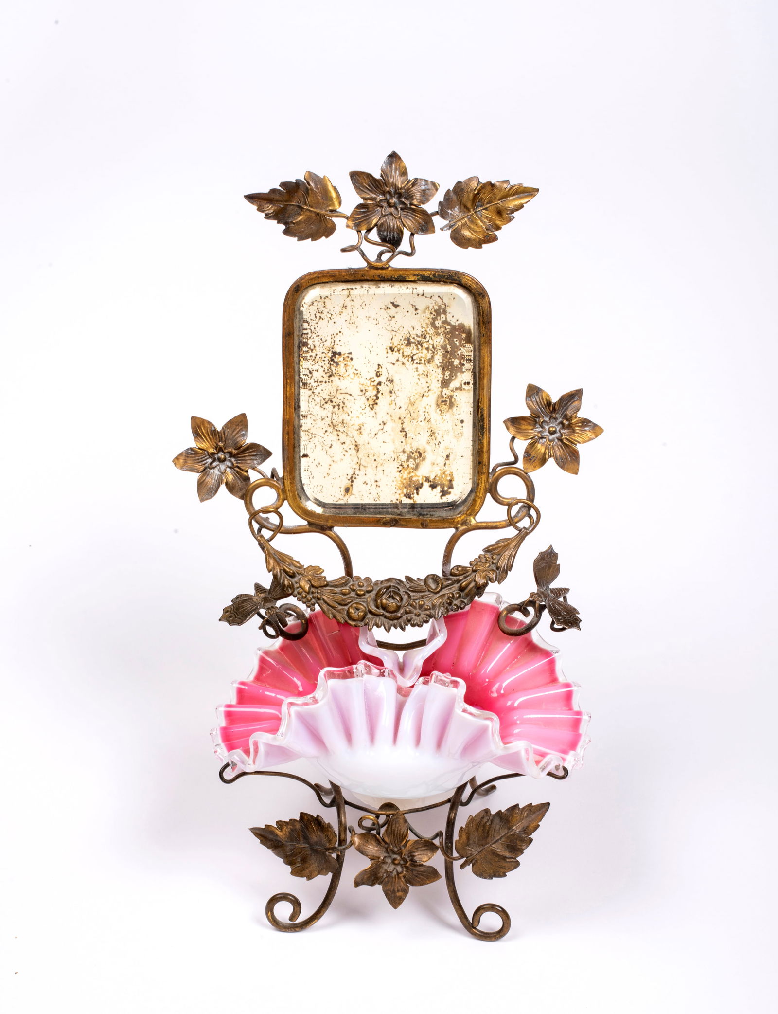 Victorian Brass and Ruffled Art Glass Vanity (1 of 8)