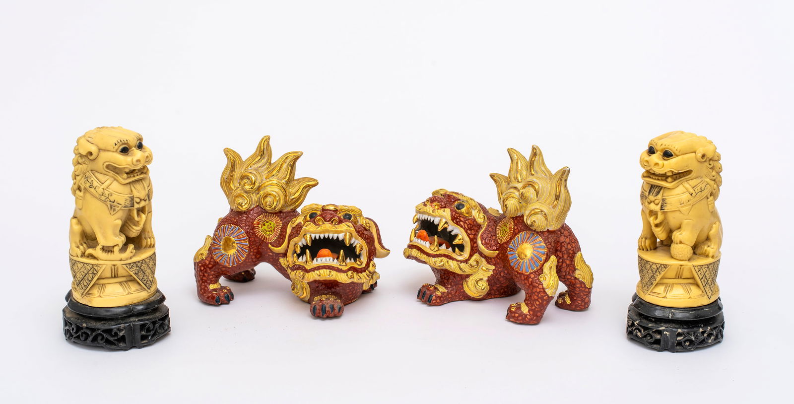 A Pair of Japanese Kutani Foo Dogs and one other Pair (1 of 12)
