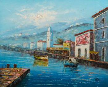 Mid Century Mykonos Greece Painting