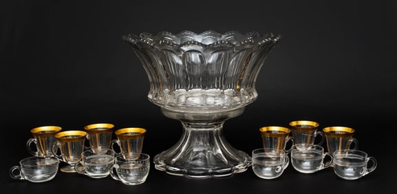 Heisey Queen Anne Punch Bowl with Assorted Cups