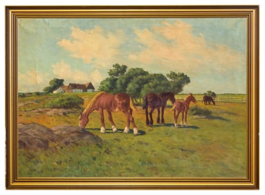 [Danish School] Horses at Pasture