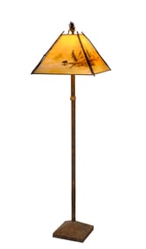Adirondack Artist Robert Stump Painted Shade Floor Lamp