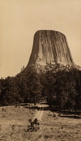 Devil's Tower National Monument, Antique Photograph by Dick Stone