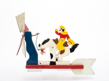 A Folk Art Painted Galloping Horse Whirligig Weathervane