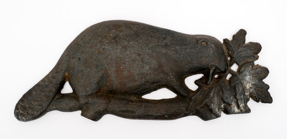 Antique Cast Iron Beaver Plaque