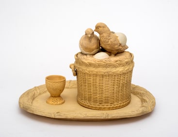 Wilhelm Schiller & Son Caneware Covered Dish, Underplate and Egg Cup