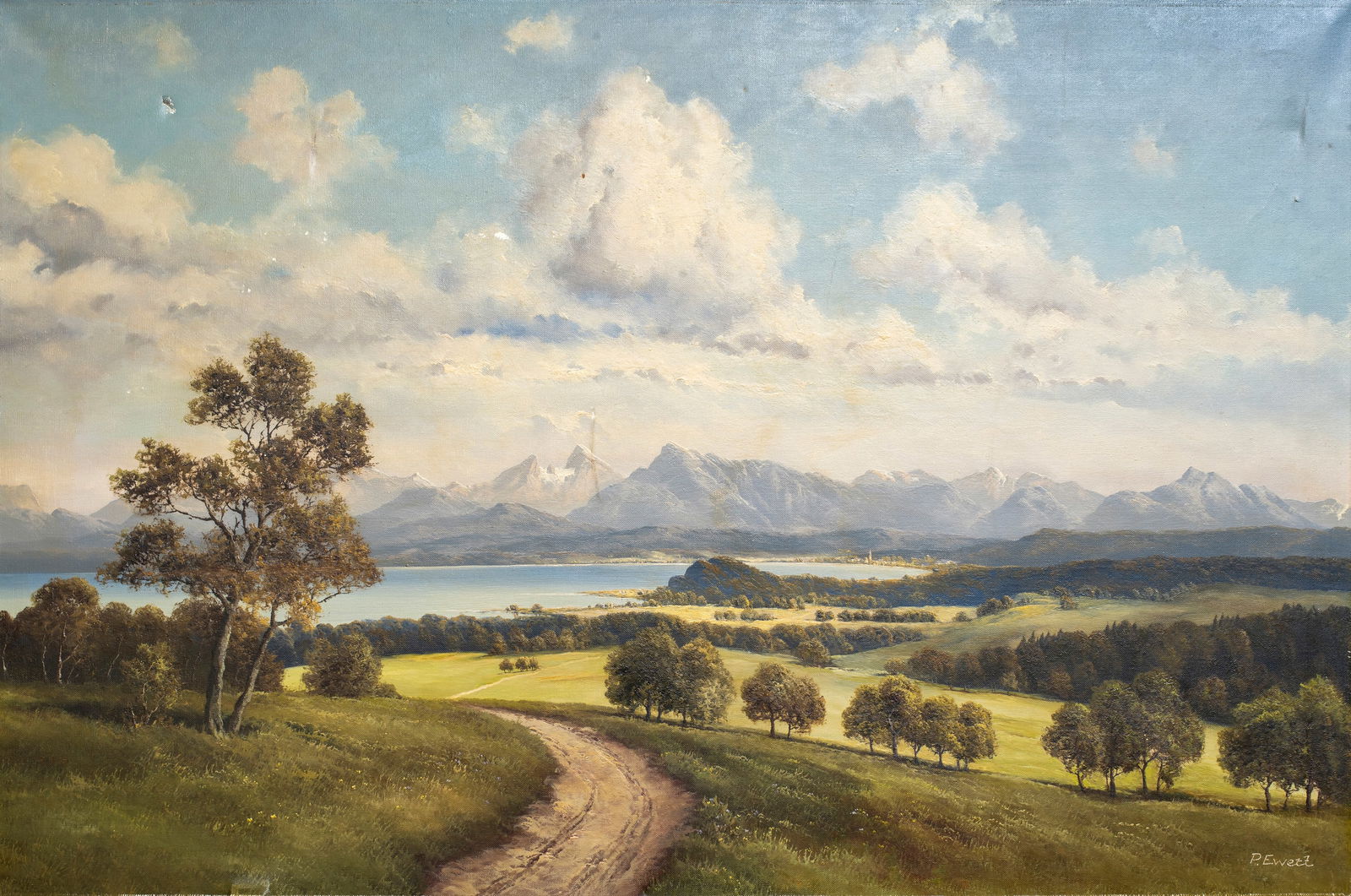 Decorative Landscape Painting, W.T. Burber Co. 1960's, signed Ewert (1 of 14)