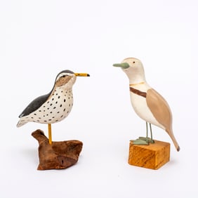Two Hand Carved and Painted Shore Birds