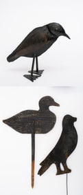 Three Folk Art Black Birds