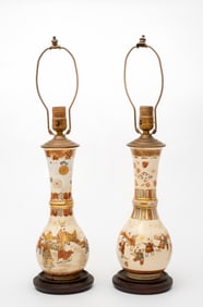 A Pair of Antique Satsuma Lamps