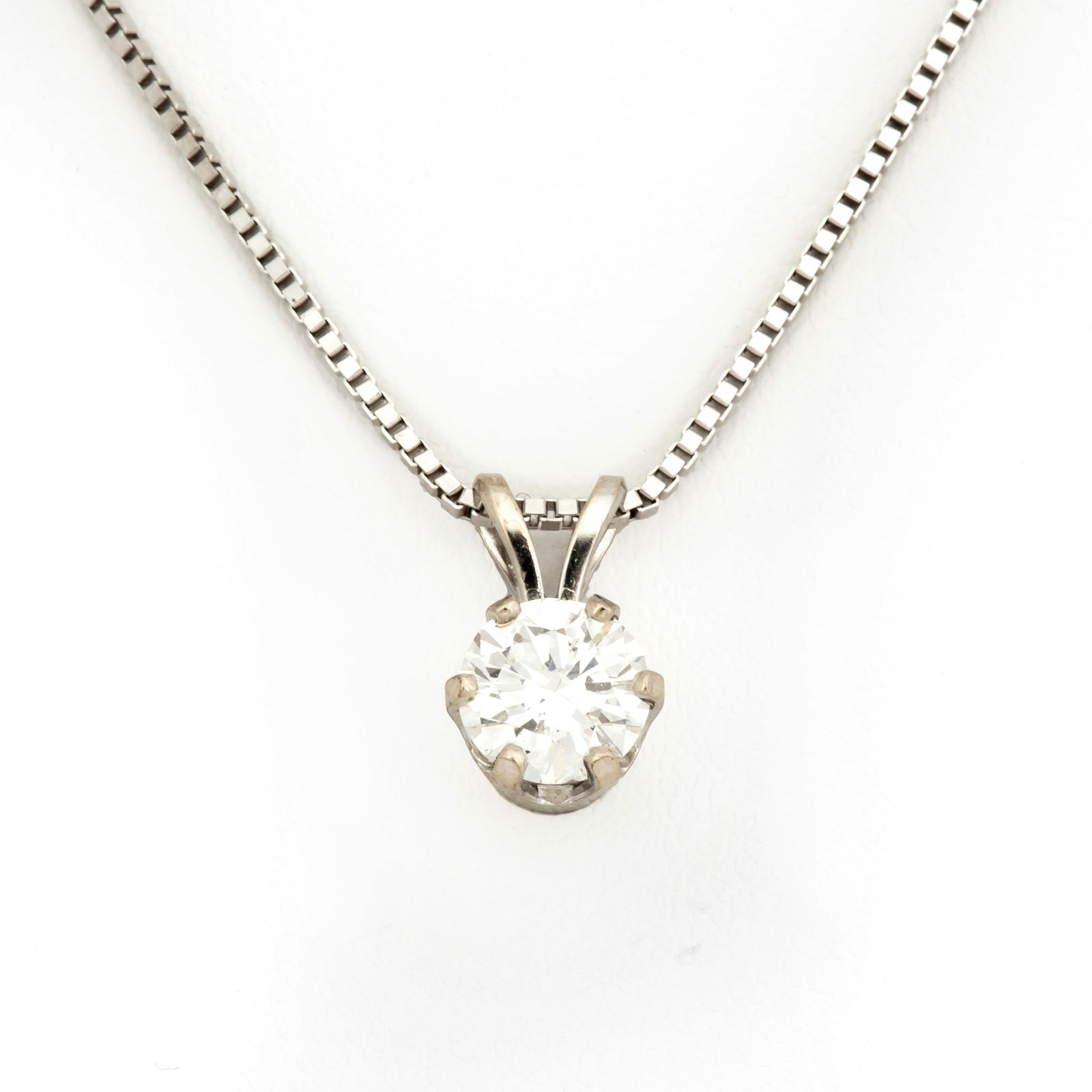 A Vintage Diamond Solitaire Necklace in 14K White Gold (1 of 16)