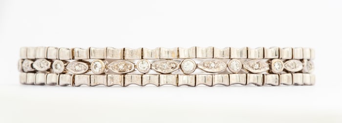 A Vintage 14K White Gold Diamond Bracelet