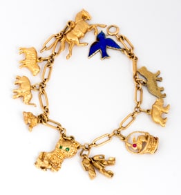 A Vintage 14K Animal Charm Bracelet