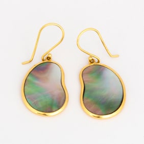 Ippolita 18K Gold Mother of Pearl Bean Earrings