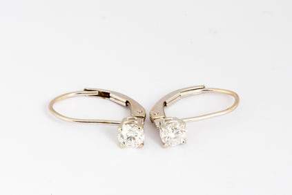 14K White Gold Diamond Drop Earrings