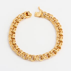 A Vintage Succo Double Link 14K Gold Bracelet