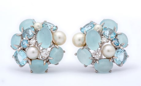 Seaman Schepps "Bubble" Earrings in Aquamarine and 18K White Gold