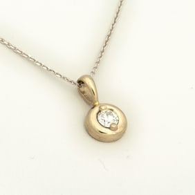 A 14K White Gold Diamond Solitaire Necklace