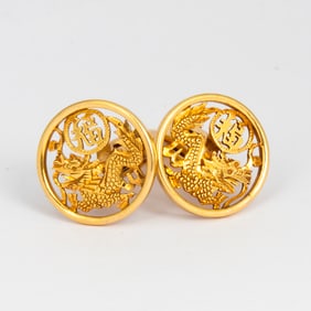 Estate 14K Gold Chinese Cufflinks