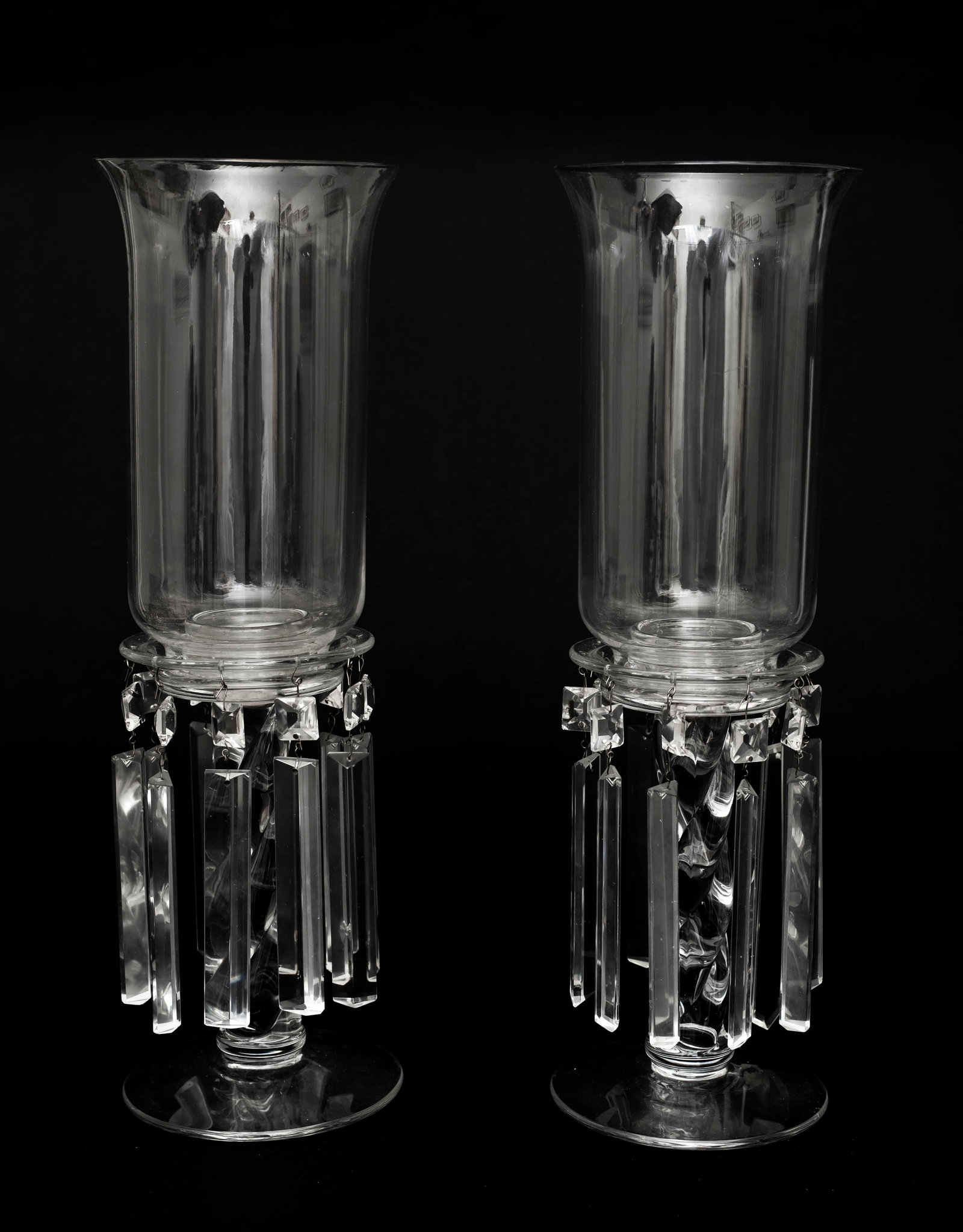 A Pair of Vintage Glass and Crystal Candlesticks with Hurricanes (1 of 4)