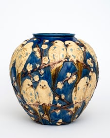 An Arts and Crafts "Love Birds" Muncie Pottery Vase