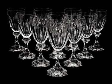 A Set of Ten St. Louis "Chambord" Burgundy Wine Glasses