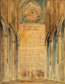 Wordsworth, Antique Romantic Poetry Watercolor and Ink Illustration, Tintern Abbey