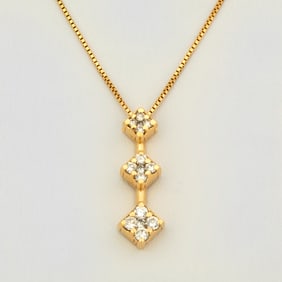 A Vintage 14K Gold and Diamond Drop Necklace