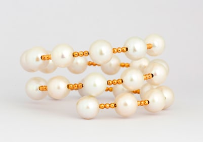 A Pearl and 18K Rose Gold Wrap Bracelet