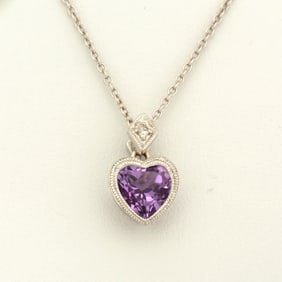 A 14K White Gold, Amethyst and Diamond Necklace